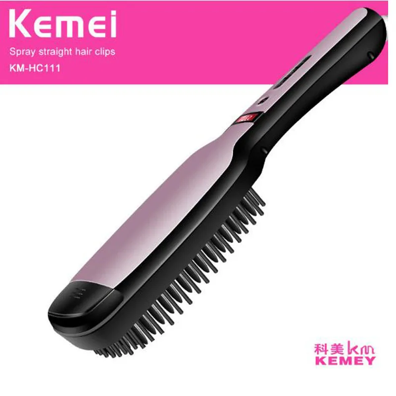 Выпрямитель для волос от kemei бриллиантовая Паровая прямая расческа щетка утюжок
