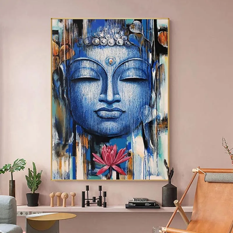 

Buddha Picture Canvas Painting for Home Chinese God Religious Wall Art Prints Frameless Wall Paintings for Living Room