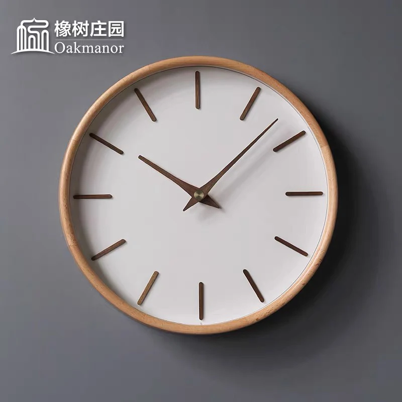 

Nordic wood simple wall clock living room household silent clock wall Japanese modern luxury log creative clock