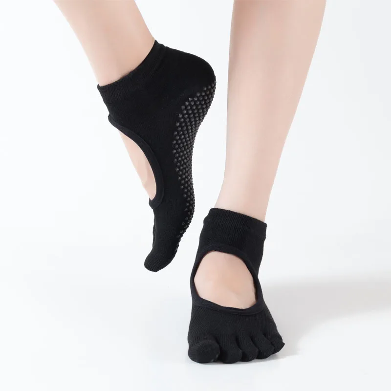 

Custom Logo Sock Women Girls Funny Anti-Slip Backless Five Fingers Yoga Dance Floor Sock Amazon FBA Label Drop Shipping Supplier
