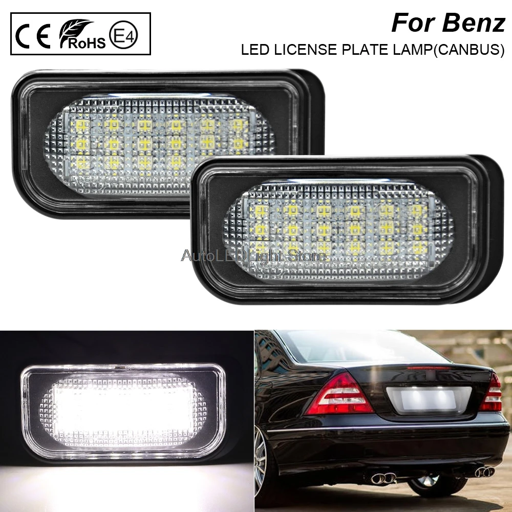 

2Pcs LED License Number Plate Light Lamp For Mercedes Benz C-class W203 R230 W209 C209 A209 SL CLK Class Chrysler Crossfire