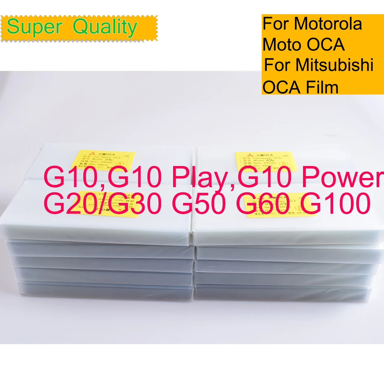 50Pcs/Lot OCA Optical Clear Adhesive For Motorola Moto G10 Power G20 G30 G50 G60 G100 For Mitsubishi Film G10 Play OCA Glue