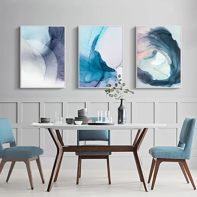 

Canvas Painting Watercolor Blue Ink Bloom Modern Abstract Nordic Posters and Prints Wall Art Pictures Living Room Home Decor