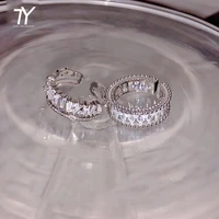 luxury shiny zircon crystal silver color open ring for woman korean fashion jewelry new wedding party girls unusual sexy rings