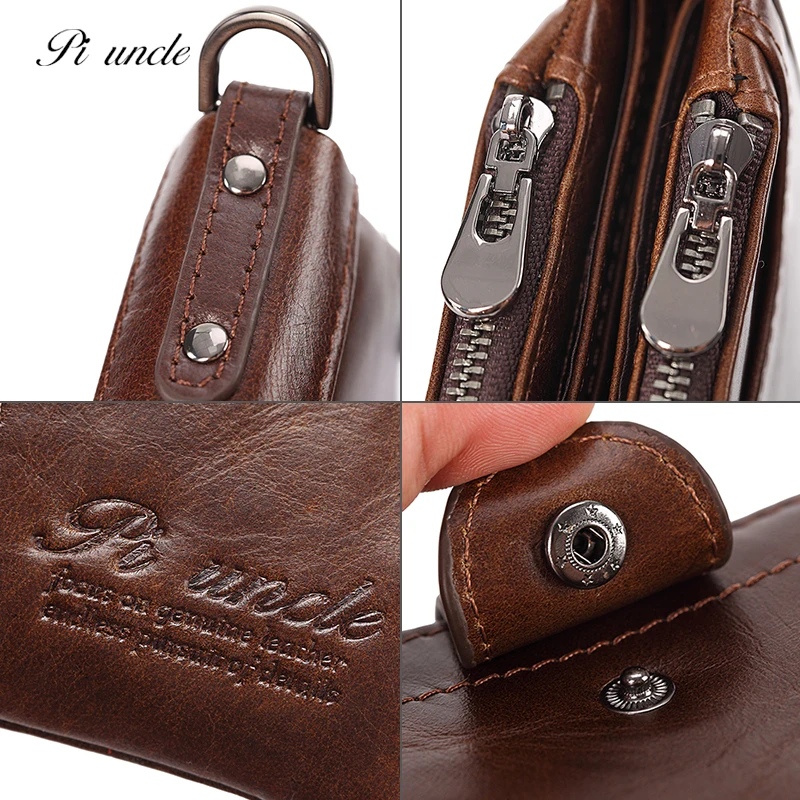 Кошелек мужской из натуральной кожи с Rfid-защитой маленький бумажник монетницей