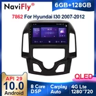 NaviFly Android 10 авто радио 6 ГБ + 128 ГБ для Hyundai i30 2007-2012 8 ядро QLED 1280*720 Carplay 4 аппарат не привязан к оператору сотовой связи навигации GPS плеер