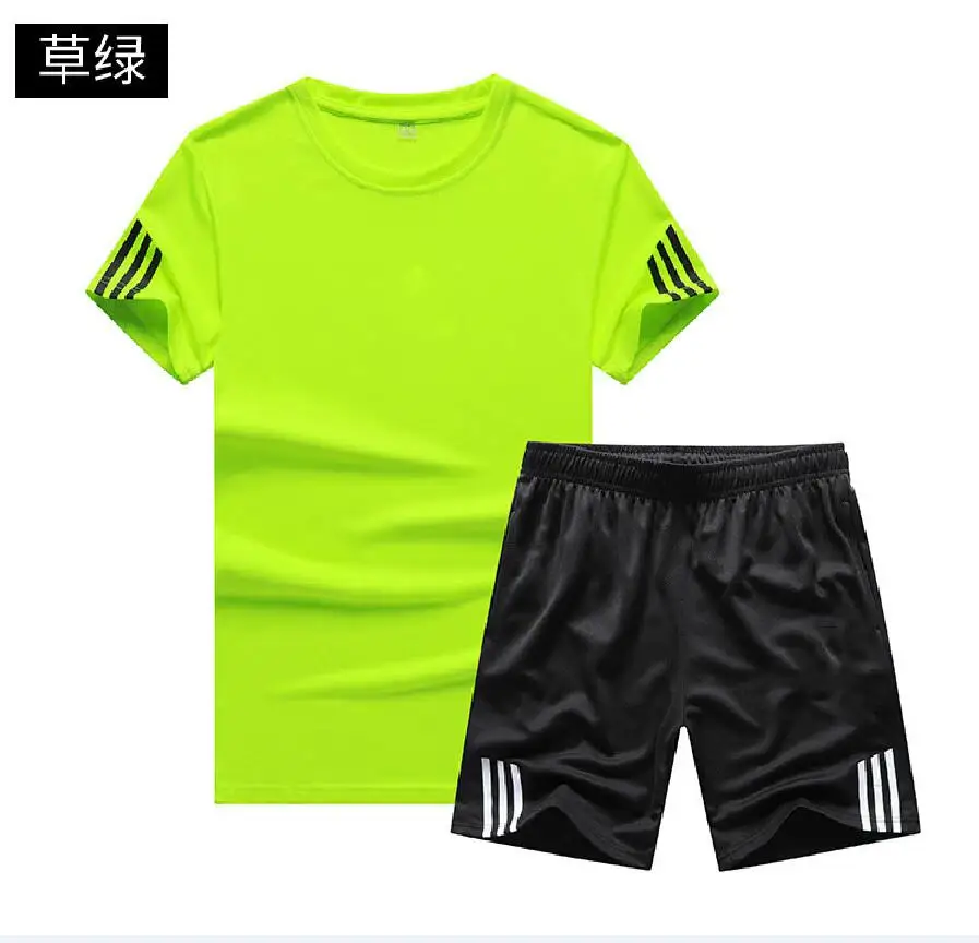 

2021 new men's track suit summer sportswear suit two-piece T-shirt + shorts sports suit quick-drying 4X fitness plus size suit