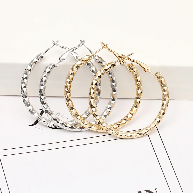 

10 Pairs 40mm Fashion Metal Round Earrings Ear Ring For Women Jewelry Decoration