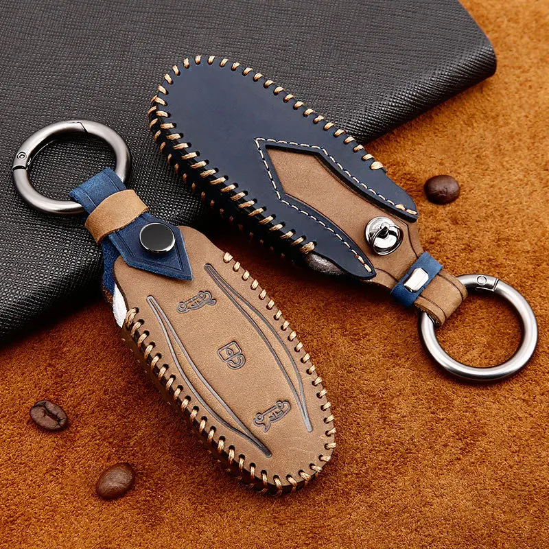 Кожаный чехол для автомобильных ключей Tesla Model S X красный серебристый синий