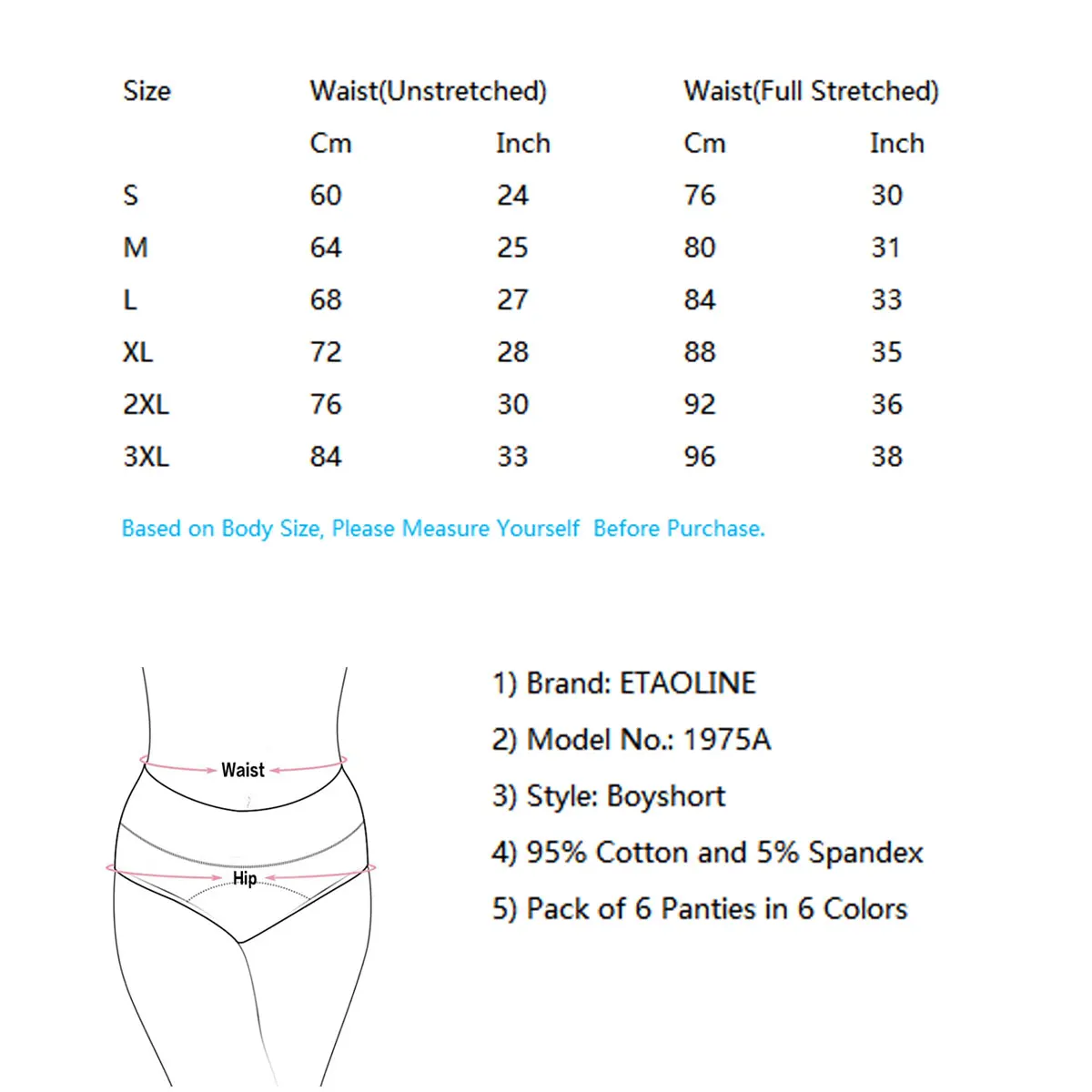 

6Pcs/Lot Womens Underwear Female Panties Boyshorts Cotton Briefs Lingerie S-XXXL