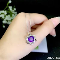 kjjeaxcmy fine jewelry 925 sterling silver inlaid amethyst female miss pendant necklace noble hot selling