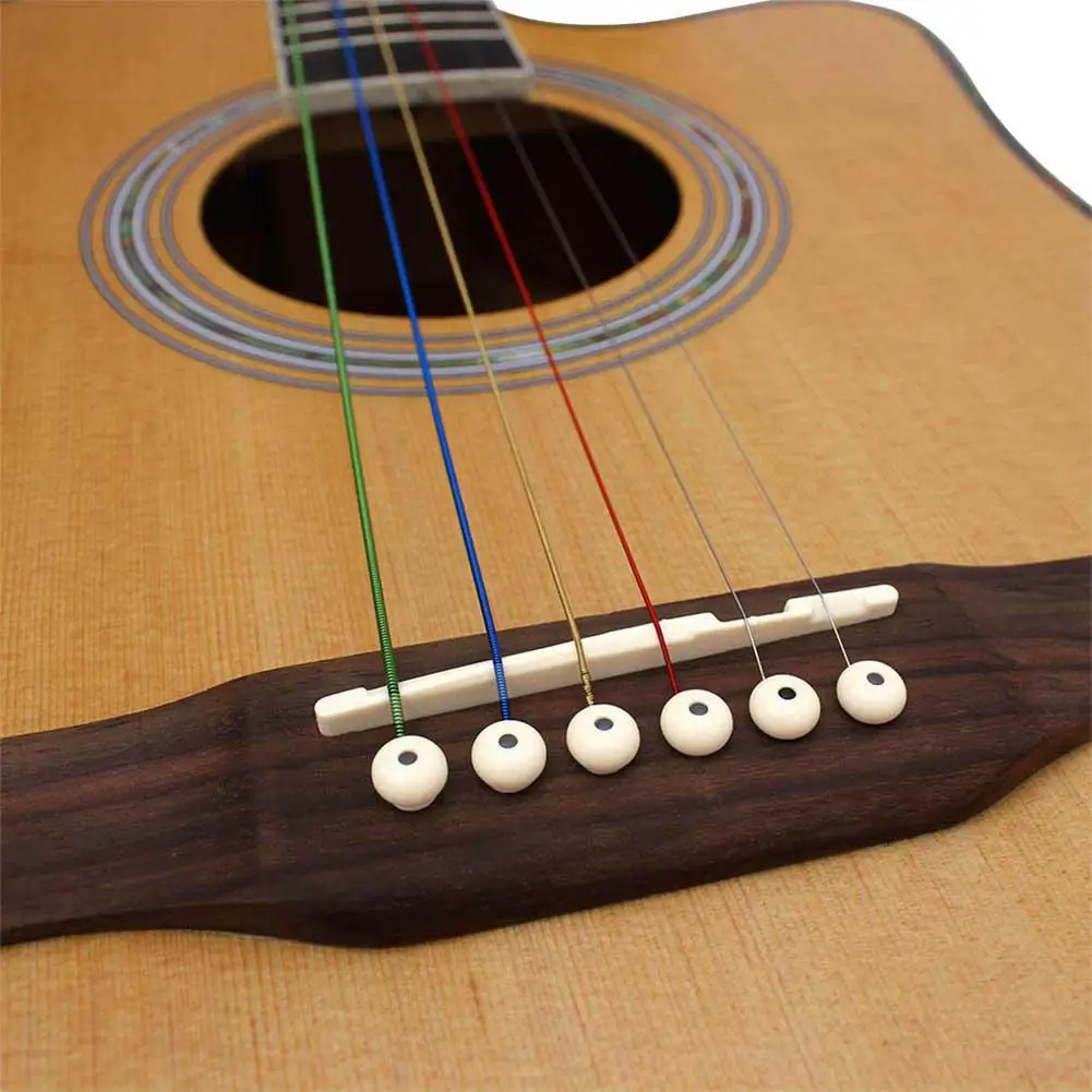

1 Set 6Pcs Rainbow Colorful Guitar Strings E-A for Acoustic Folk Guitar Classic Guitar Multi Color Guitar Parts