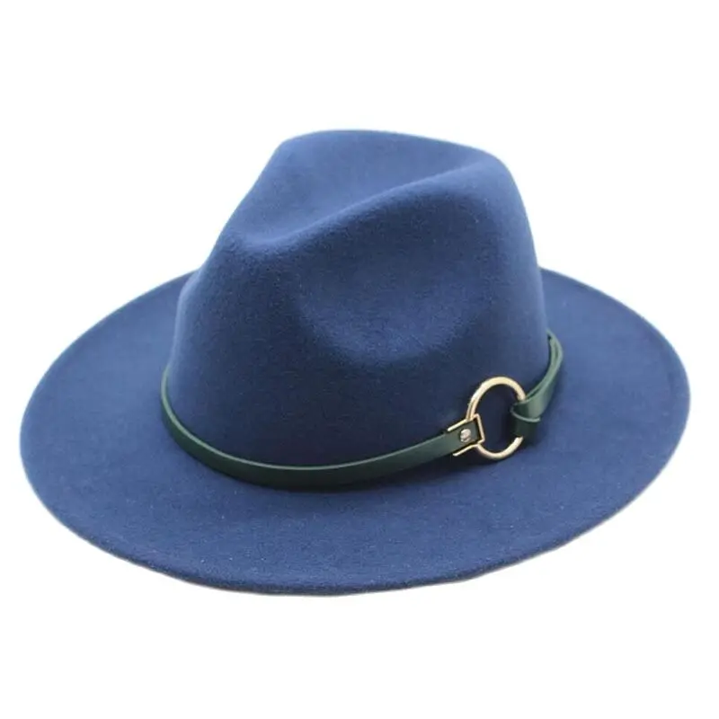 

Winter Autumn Fedoras Women Men Imitation Wool Fedora Hat With Leather Ribbon Lady Wide Brim Jazz Church Panama Sombrero Cap