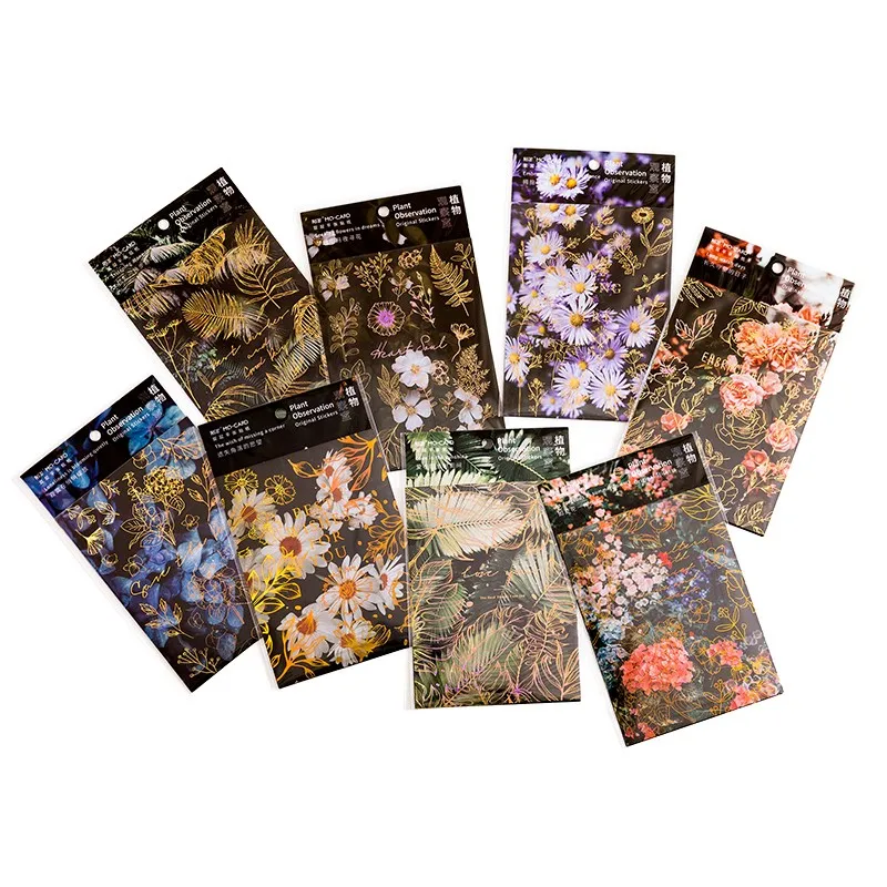 

1pack Bronzing gold Flower Sticker PVC daisy Plant Observation Scrapbooking DIY Stationery elegant Diary Album 175*105mm