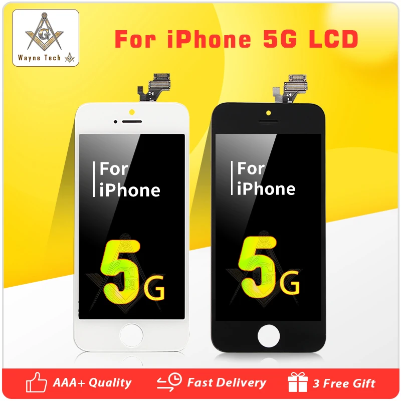 

100 шт./партия, ЖК-экран для iPhone 5, без битых пикселей