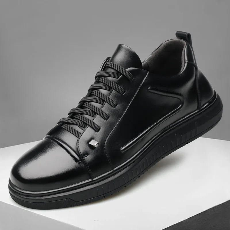 Мужские модельные кожаные туфли черные мужские без галстука мужская