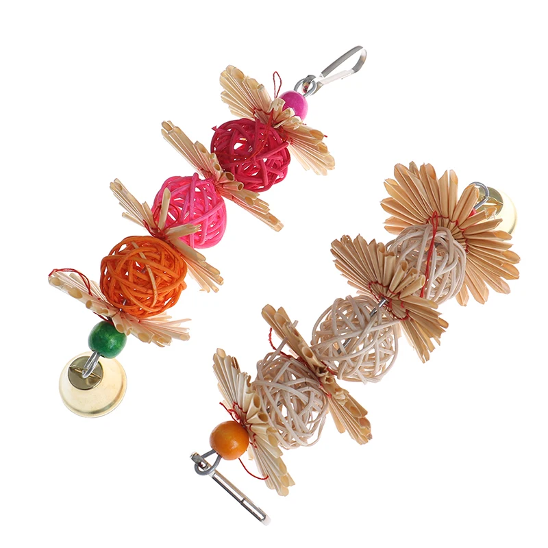 

Colorful Parrot Chew Strands Bite Teeth Griiding Ball Bell Attractive Bird Parakeet Toys
