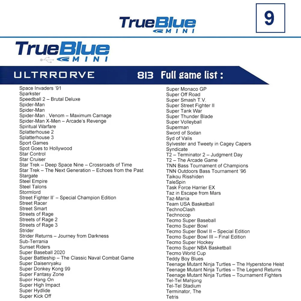 813 игры True Blue Mini Ultradrive Pack для Genesis MegaDrive MD Game Stick 4 порта usb хаб|Запасные части| |