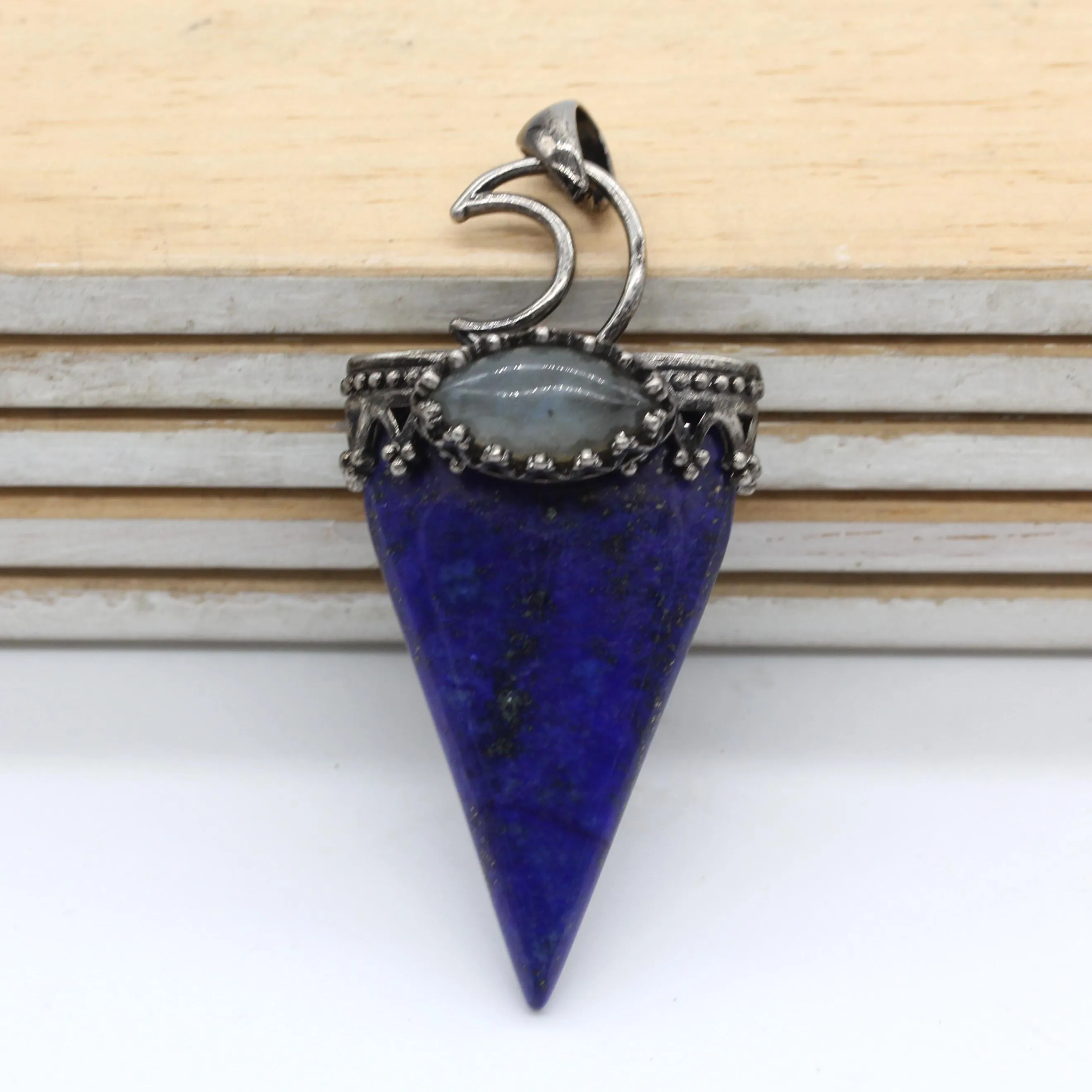 Трендовые бусины античный посеребренный Луна геометрическая форма лазурит