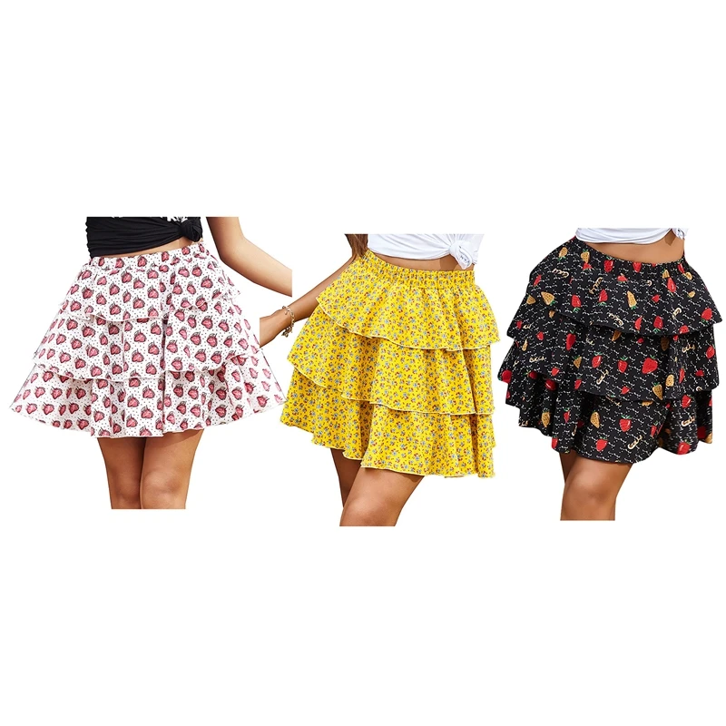 Летняя женская короткая юбка с цветочным принтом Юбка сетчатым Милая для танцев