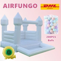 wholesale air bounce jumping inflatable wedding castle white bounce house with ball pit for kids moonwalk party celebration