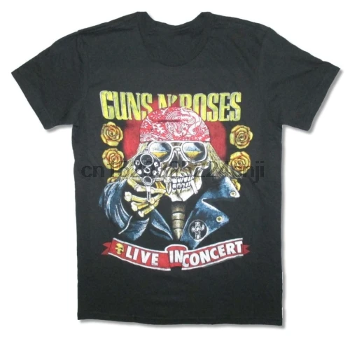 Черная футболка нового размера от S до 4XL P1346 с принтом Guns N Roses Live in концерт 1991 |