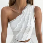 Летняя модная однотонная блузка на одно плечо, блузка с ушками для тела, простая дышащая и удобная блузка, новинка 2021