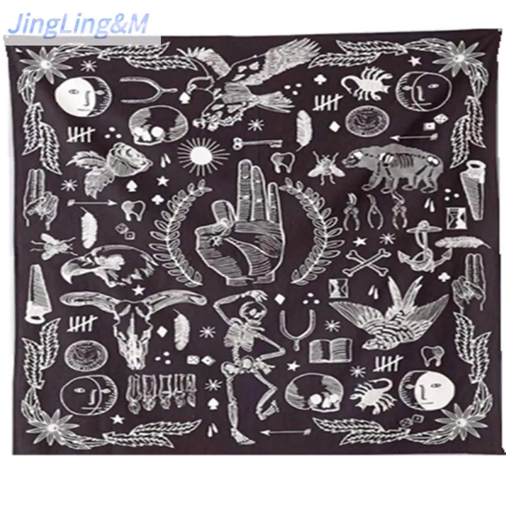 Гобелен черное атласное настенное украшение с пальцами одеяло настенная