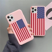 american flag usa phone case for iphone 13 12 11 pro max mini xs 8 7 6 6s plus x se 2020 xr matte candy pink silicone cover
