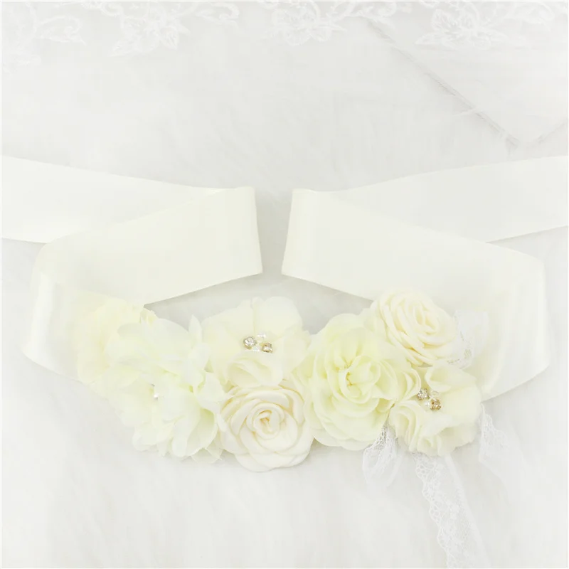 Fashion Lace flower Belt Women Flower Girl Waistband Wedding Sashes Wedding Ribbons Rhinestones Belts Wedding Dress Belt