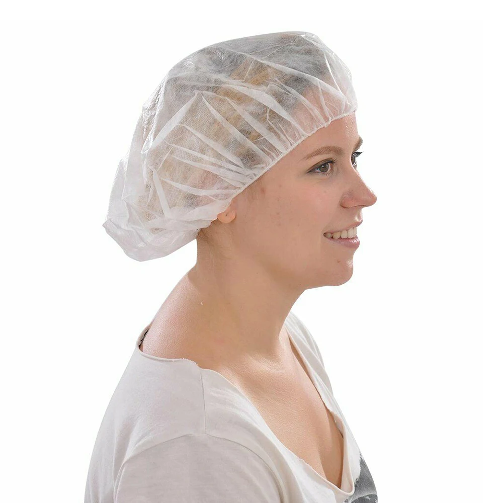 

For Spa Hair Salon Beauty Accessories Double Ribbon Non-woven Disposable Shower Caps Pleated Anti Dust Hat Women Men Bath