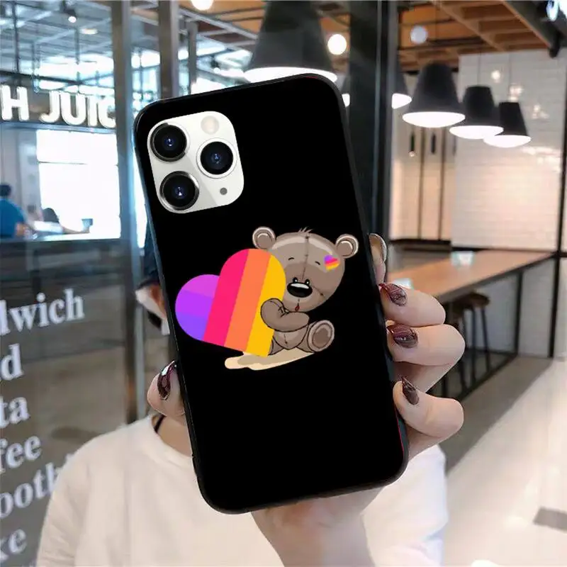 

Likee Funny cat bear love heart Phone Case for iPhone 11 12 mini pro XS MAX 8 7 Plus X XS XR