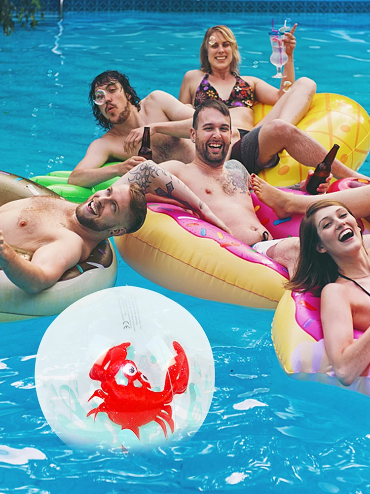 

Inflatable Beach Balls For Kids, 3D Swimming Pool Cartoon Toy Ball, Summer Outdoor Water Fun Pool Volleyball Soccer Balls