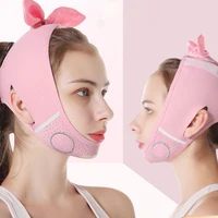 360 degree stretch skin care face lifting strap practical v shaped pink bow design breathable face slimming band for home