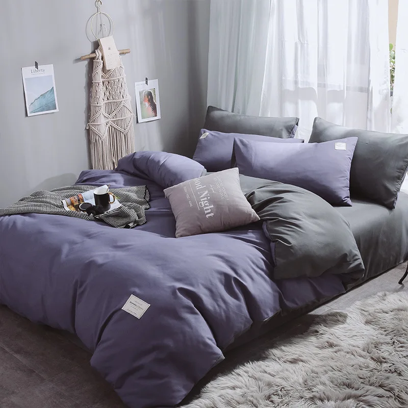 Простой однотонный Комплект постельного белья для дома современное постельное