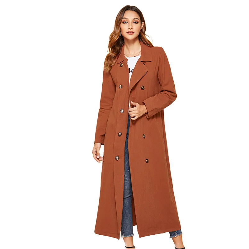

2022 spring solid loose Double breasted coat female long women’s trench coat newest jacket autumn women outwear