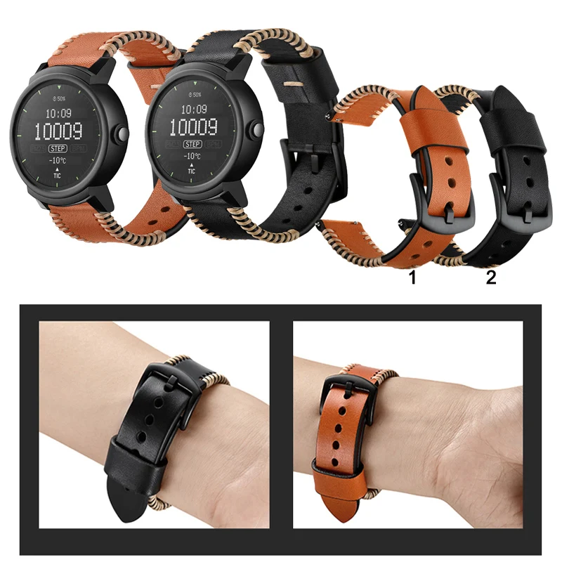 

20mm 22mm Luxury Durable Leather Band Strap For Ticwatch 2/Ticwatch E Strap Watch Accessories