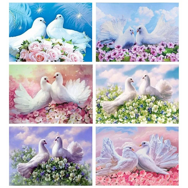 

Diamond Painting Kits Animals Pigeon Diamond Embroidery Full Round With AB Drill Mosaic Cartoon Cross Stitch Diamond Beads Art