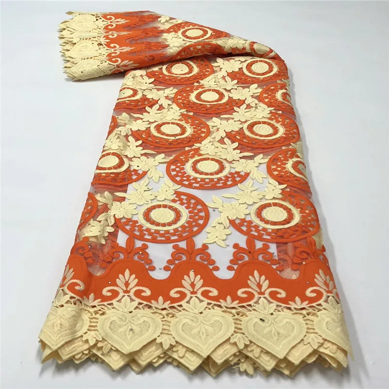 

High Quality Embroidered Wedding Lace Netting Fabric with Stones 5 Yard French Korean Lace Fabric RF110-176