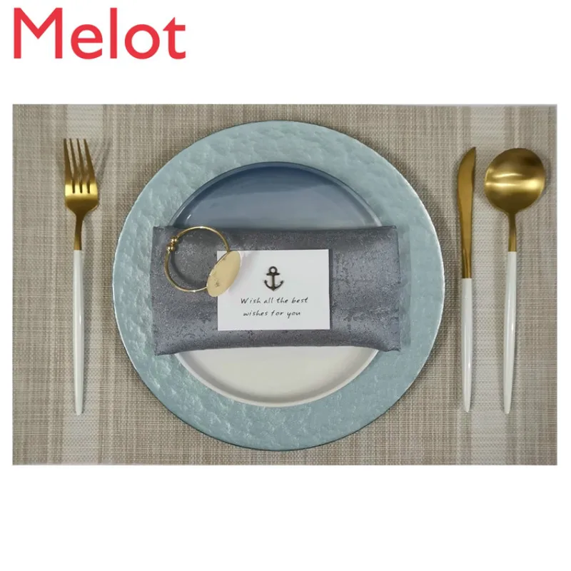 

Nordic Style Model Room Tableware Set Modern Simple Light Blue Western Plate Club Hotel Decoration Plate Popular Minority