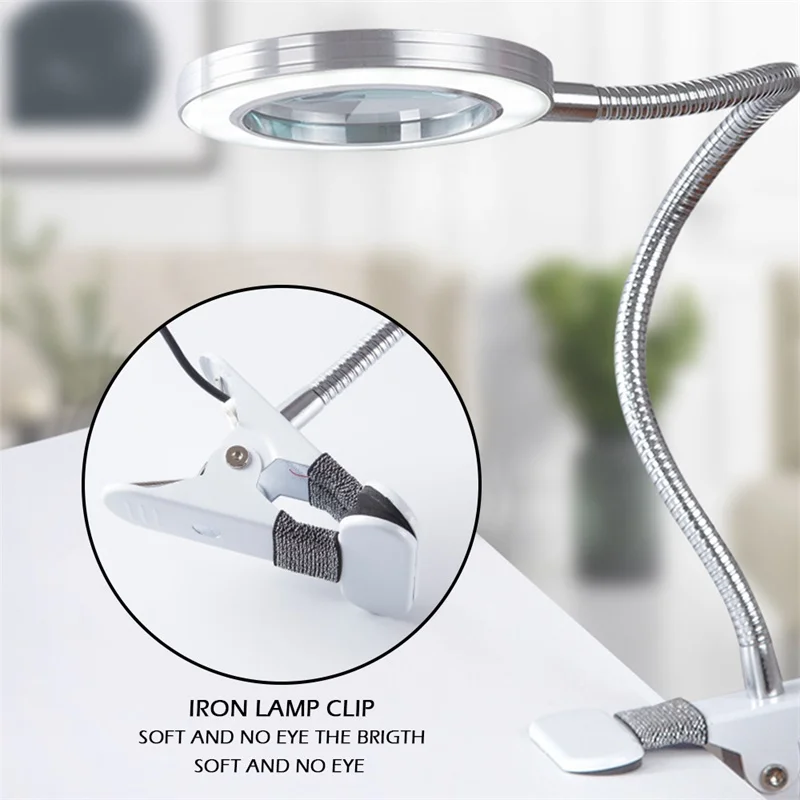 

Everso Magnifying Tattoo 8 Magnifier Lamp Nail Art USB Cold Light Led Non-slip Equipment Clamp Glass Table Lamp For Beauty Salon