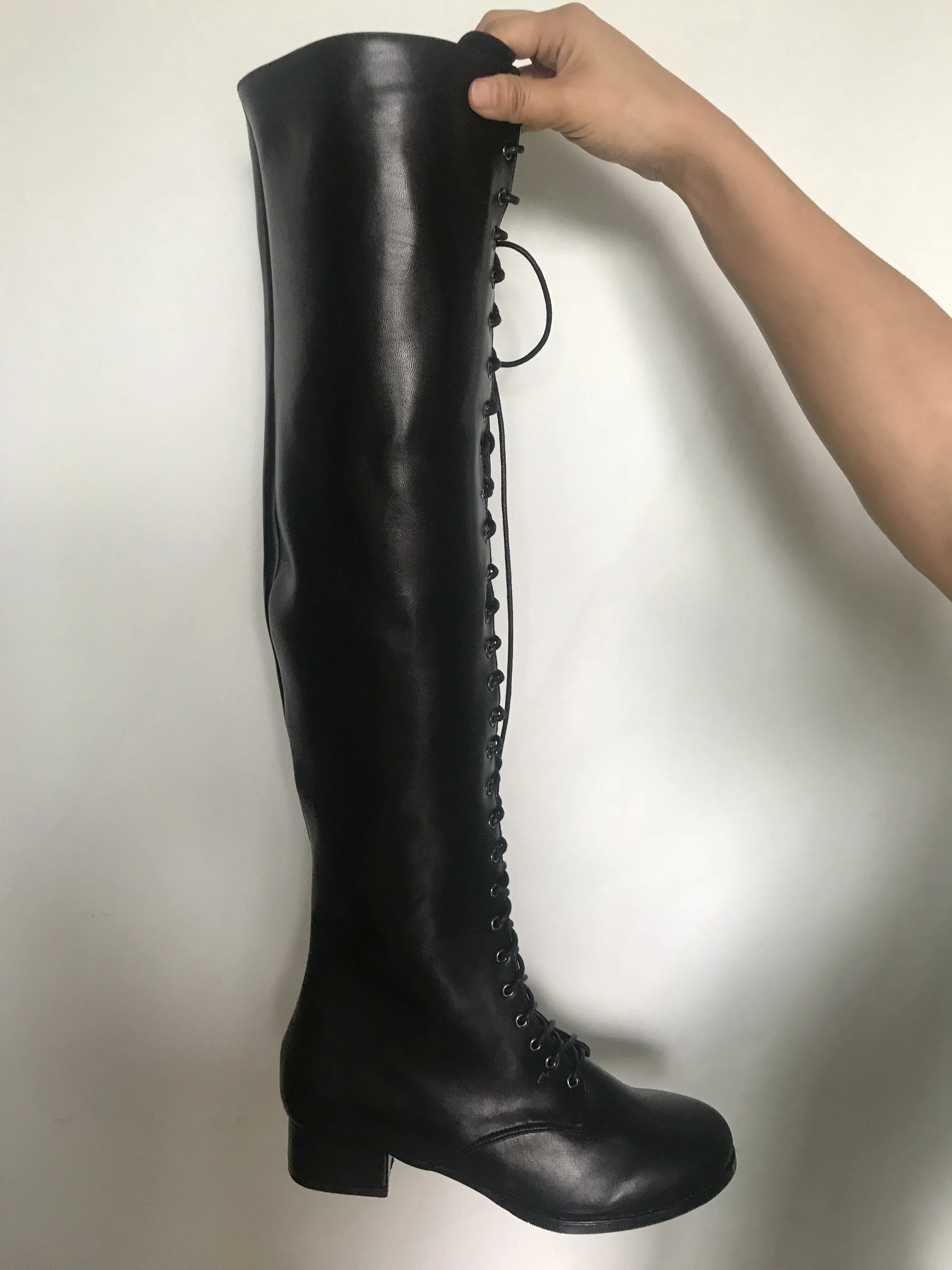 Женские Зимние ботфорты на низком каблуке с круглым носком|Ботфорты| |