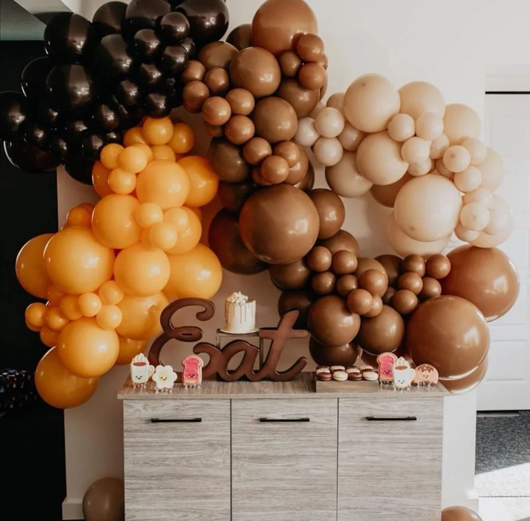 50pcs10inch Coffee Brown Beige Black Balloons Arch Kit Pastel Wedding Balloons Chain Decoration Birhtday Balloons Party Supplies