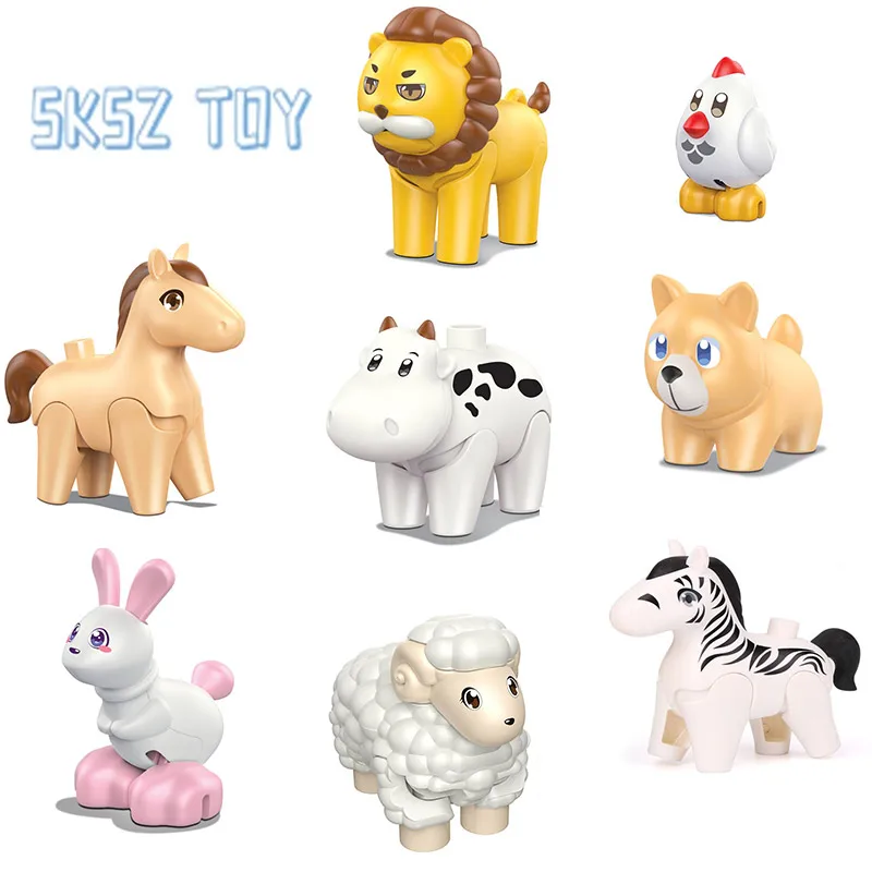 

Набор строительных блоков из серии животных, зоопарк, большой размер, милые птицы, животные, слон, тигр, Детские кубики, обучающие игрушки дл...