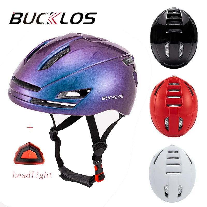 

BUCKLOS Bike Helmet Night Riding Warning Waterproof Bicycle Helmet With LED Rearlight Man Women Cycling Equipment