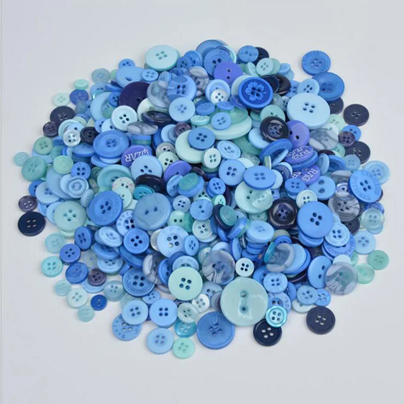 600pcs blue mix 600 шт 2 отверстия/4 отверстия круглые пластиковые пуговицы синяя серия Разноцветные полимерные пуговицы, аксессуары для одежды DIY - Цвет: 600pcs blue mix