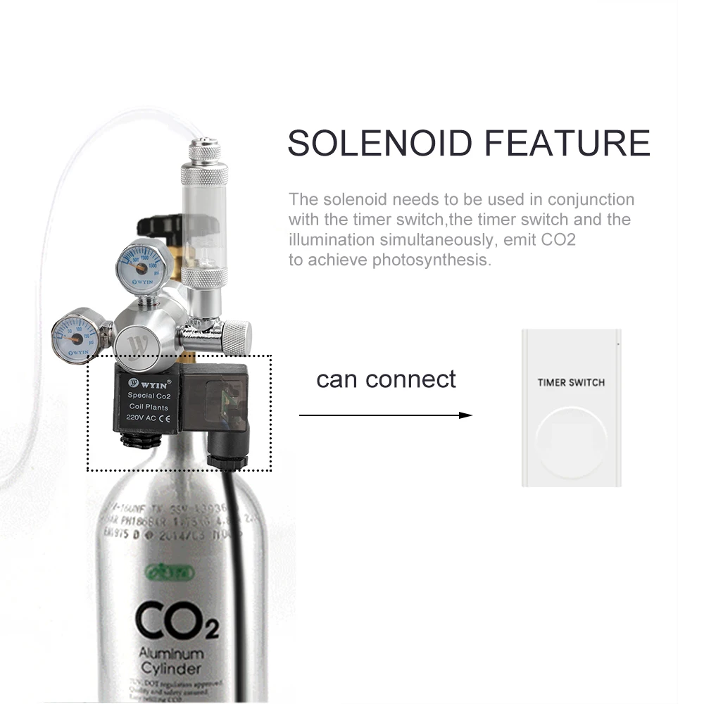 Регулятор Co2 для аквариума из нержавеющей стали Алюминиевый цилиндрический