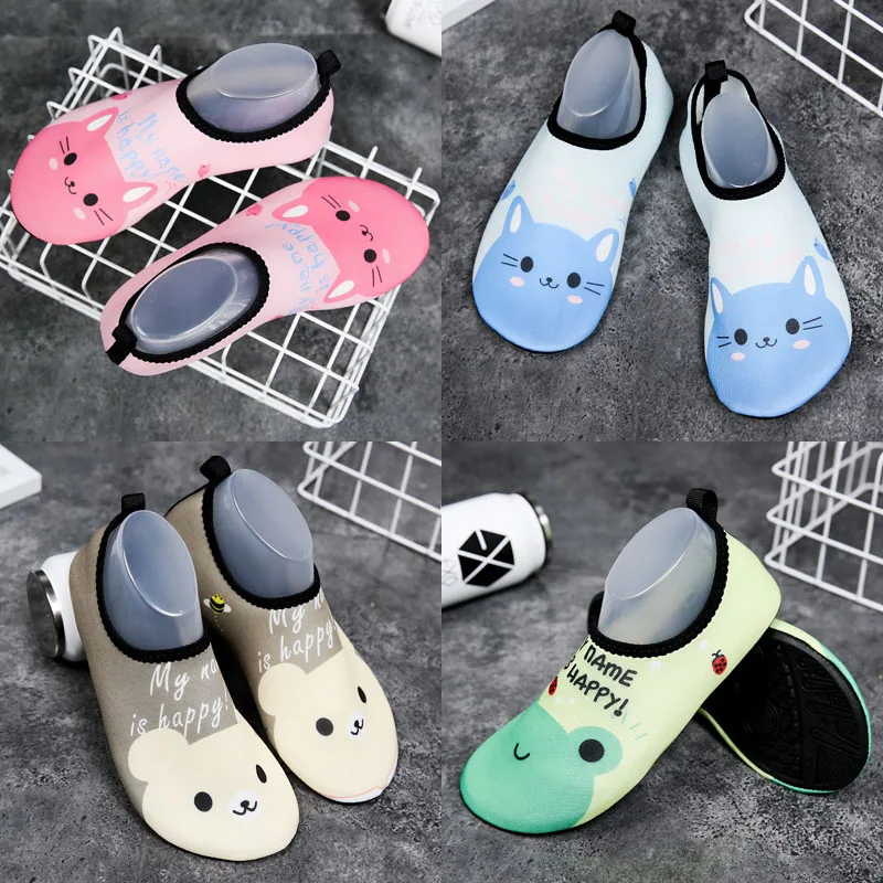 Пляжная обувь для девочек и мальчиков, летняя обувь для плавания в стиле аниме, быстросохнущие детские носки цвета морской волны