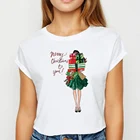 Женские футболки 2021 летняя Рождественская мультяшная футболка женский топ графическая одежда Повседневная белая уличная одежда harajuku женская футболка
