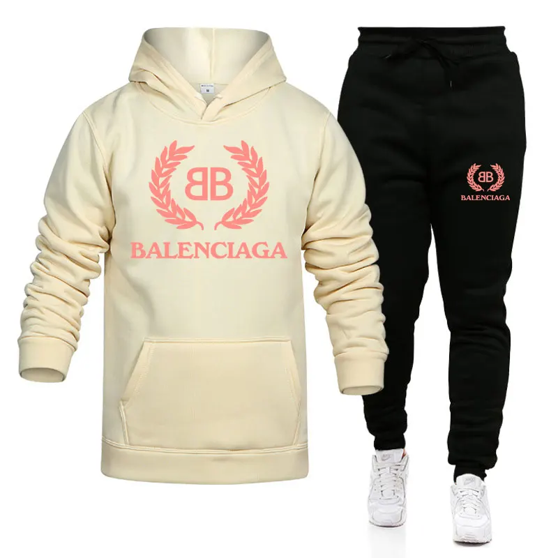 

Sudadera con capucha + Pantalones para hombre y mujer, traje deportivo Harajuku, informal, para invierno, 2020